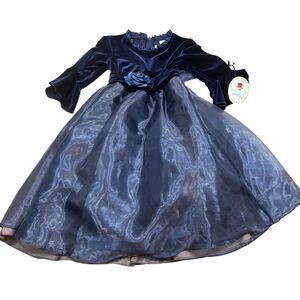 Brand new with Tags Sweet Kids Navy Blue Velvet Dress Size 6